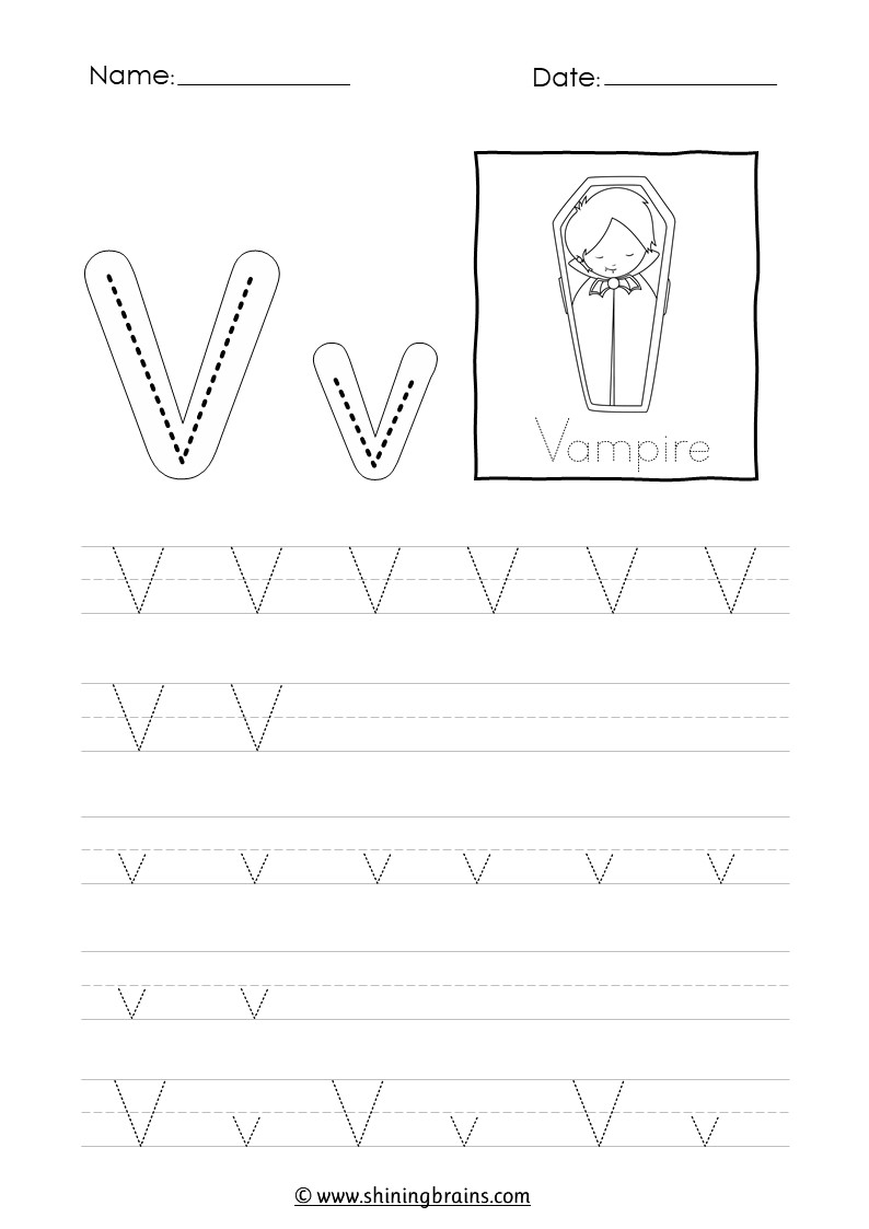Tracing Letter V V Worksheet Tracing Letter V V Worksheet