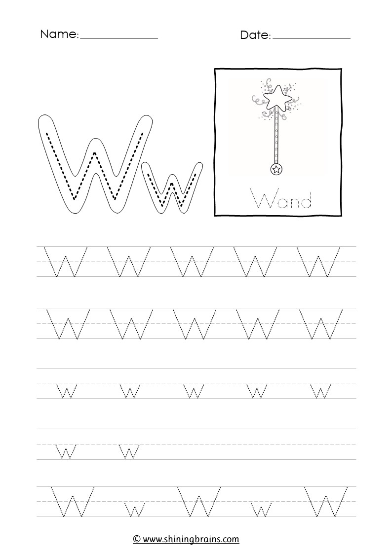 Tracing Letter W Worksheets