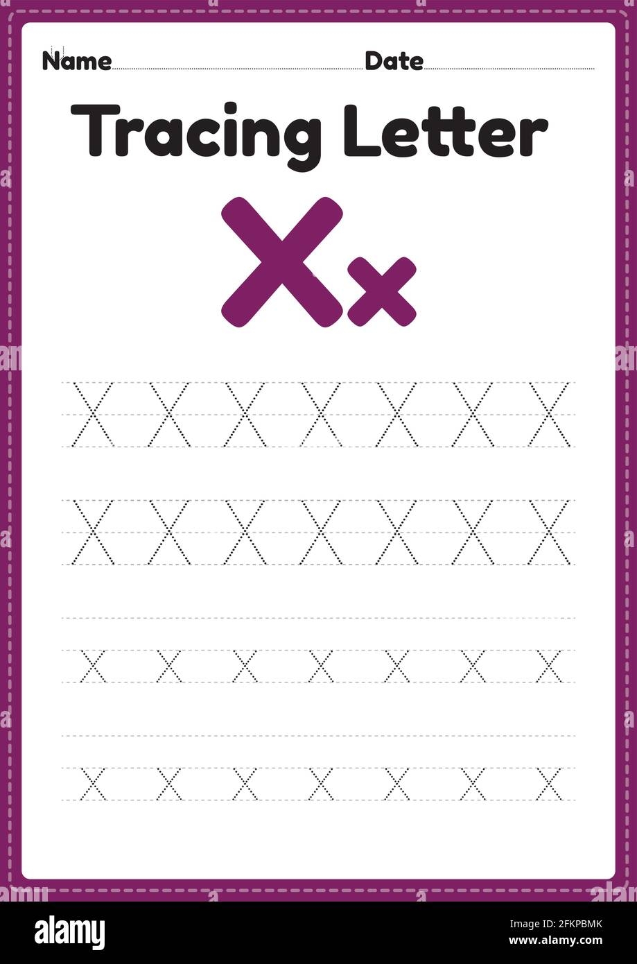 Tracing Letter X Alphabet Worksheet For Kindergarten And Preschool 