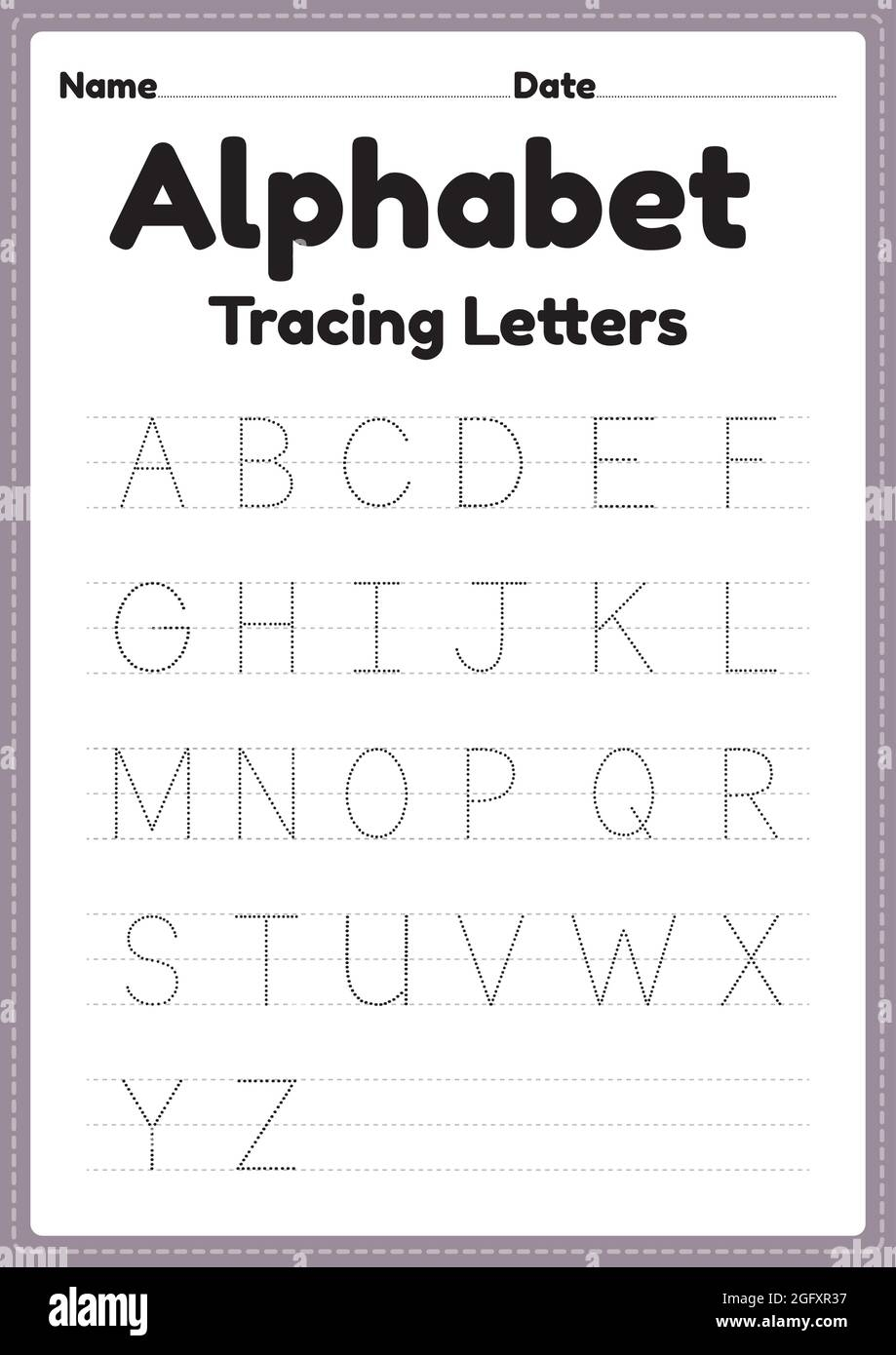 Tracing Letters Alphabet Worksheet For Kindergarten And Preschool 