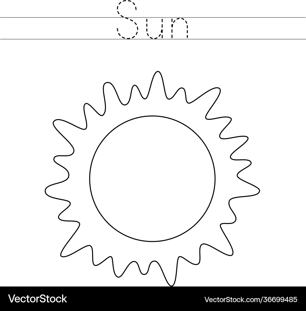 Tracing Letters With Sun Writing Practice Royalty Free Vector 