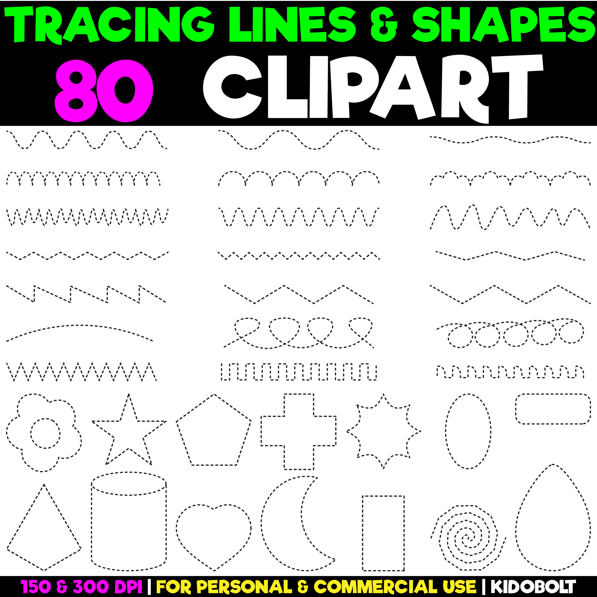 Tracing Lines And Shapes Clipart Set Made By Teachers