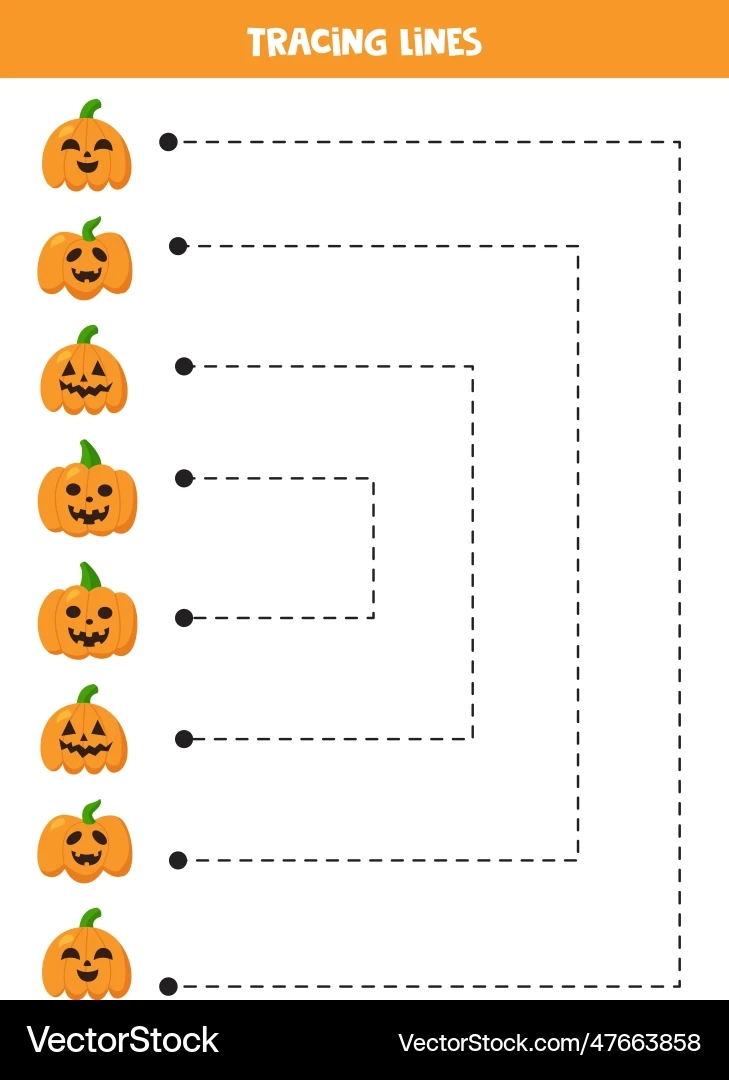 Tracing Lines For Kids Cartoon Cute Halloween Royalty Free 