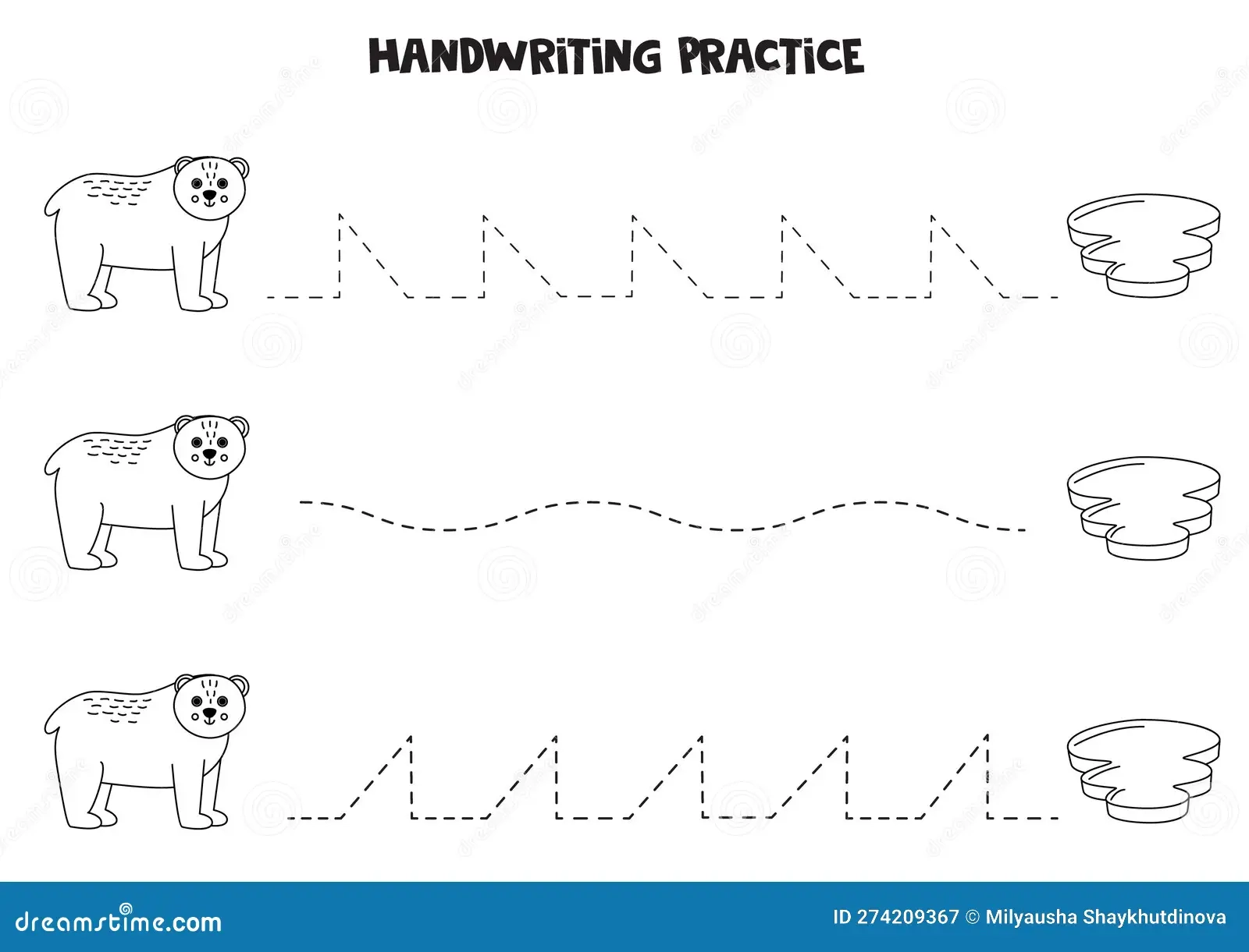 Tracing Lines For Kids Cute Polar Bear And Ice Berg Writing 