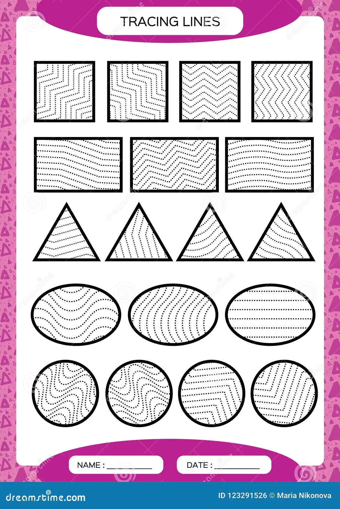 Tracing Lines Kids Education Preschool Worksheet Basic Writing 