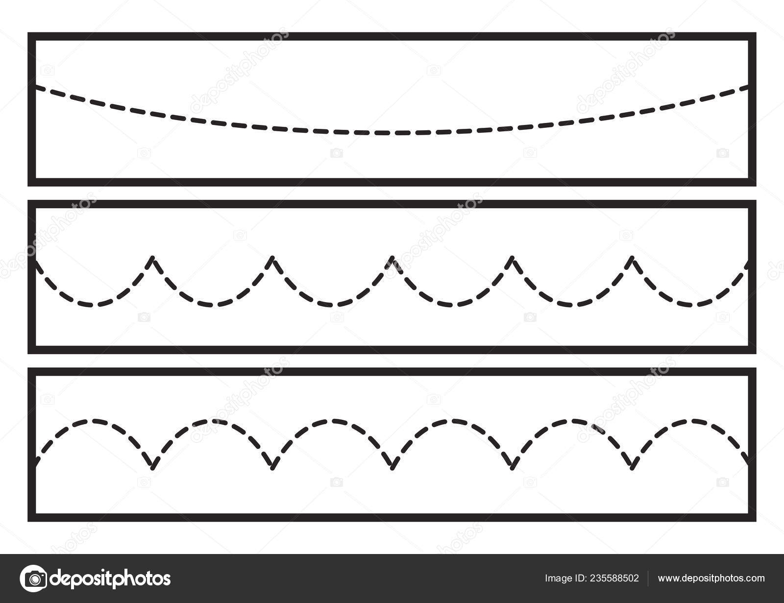 Tracing Lines Vector Preschool Kindergarten Special Education 
