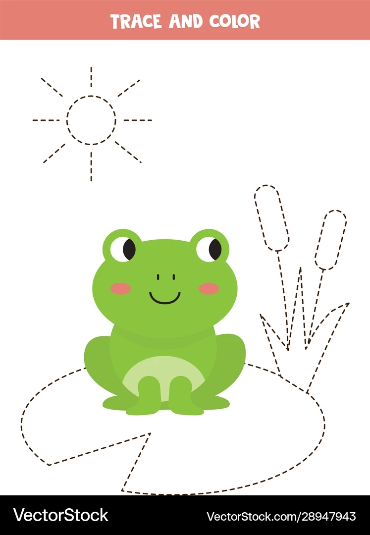 Tracing Lines With Frog Sitting In Pond Royalty Free Vector 
