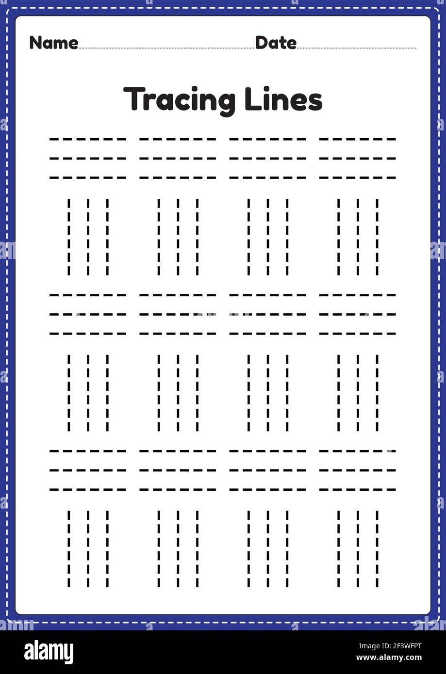 Tracing Lines Worksheet For Kindergarten And Preschool Kids For 