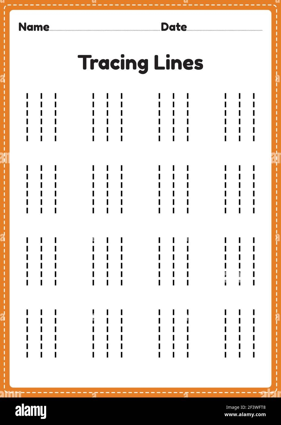 Tracing Lines Worksheet For Kindergarten And Preschool Kids For 