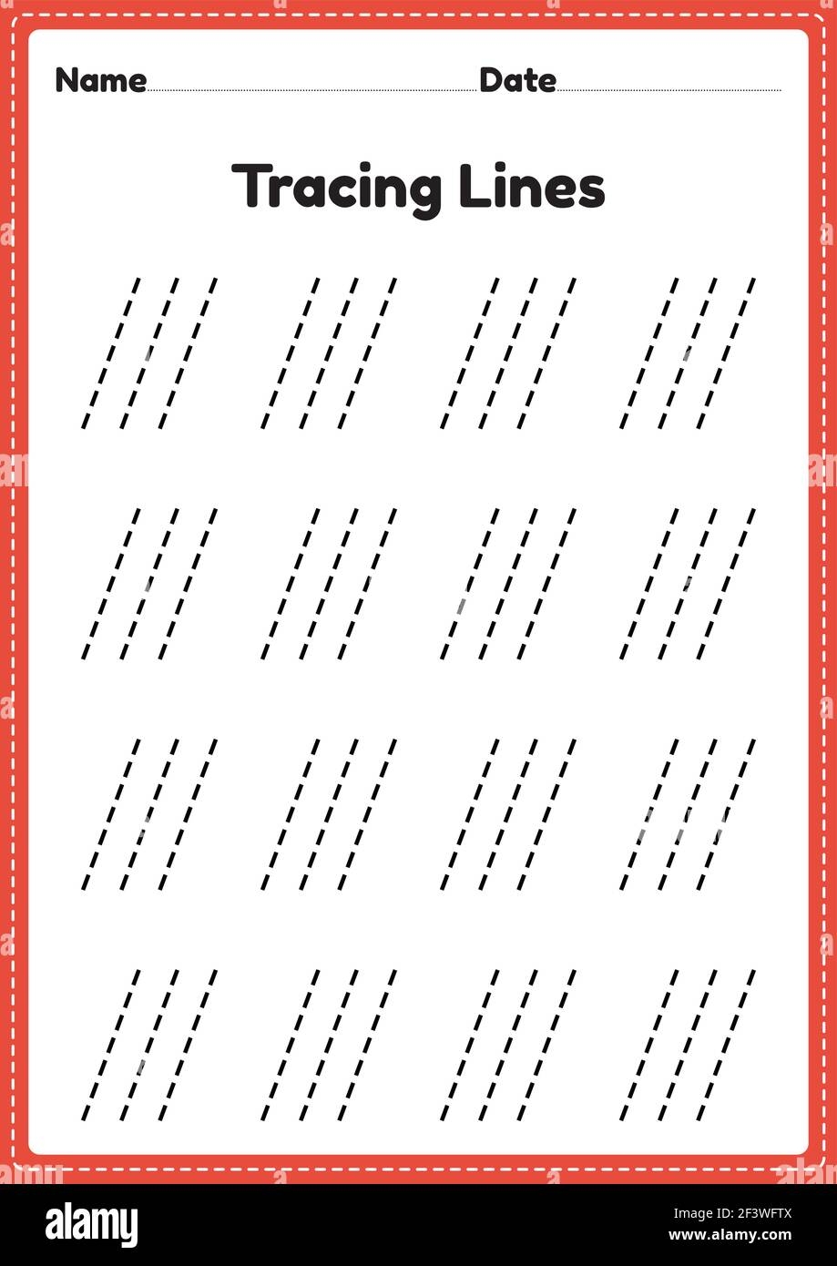 Tracing Lines Worksheet For Kindergarten And Preschool Kids For 