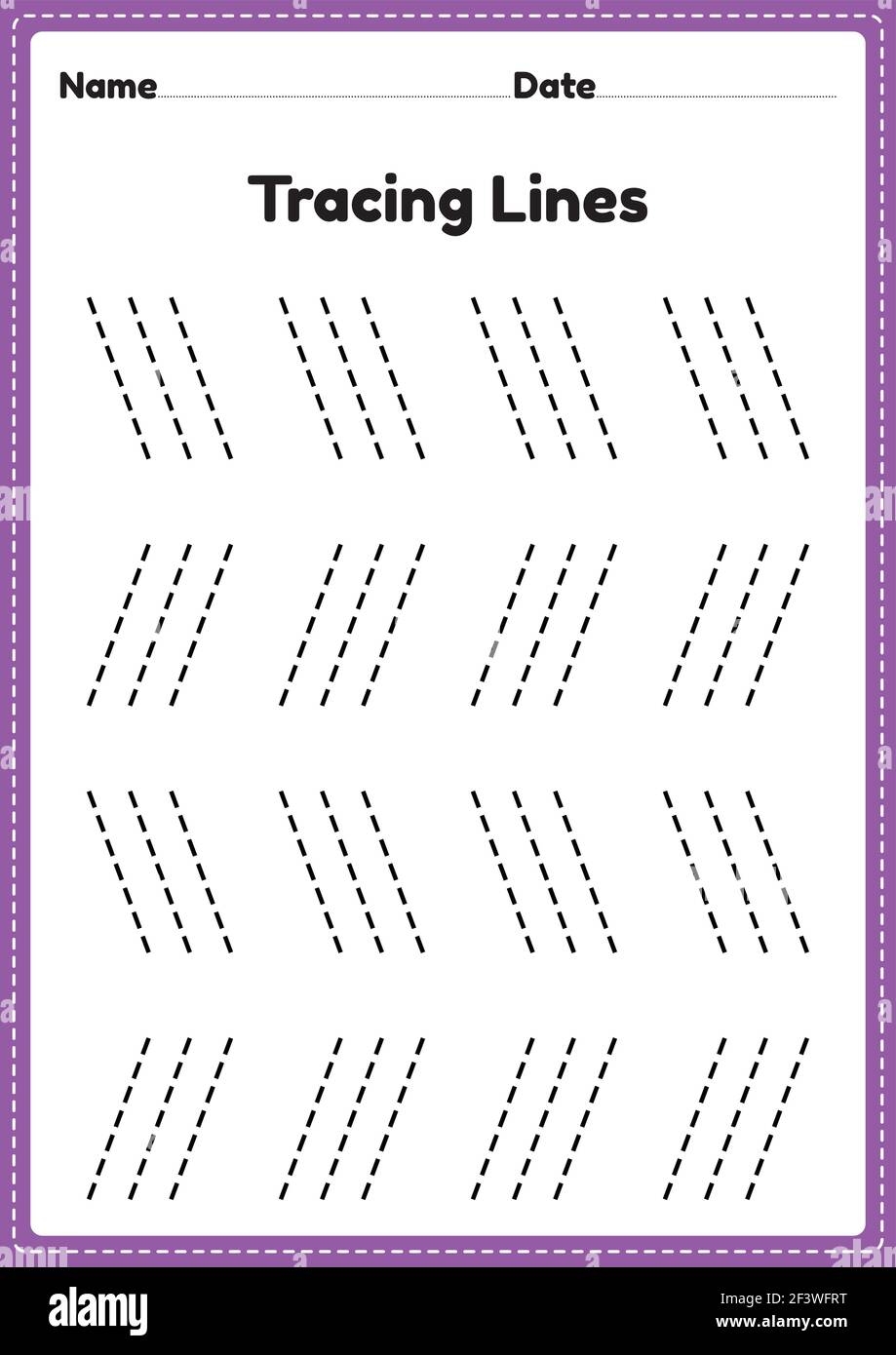 Tracing Lines Worksheet For Kindergarten And Preschool Kids For 