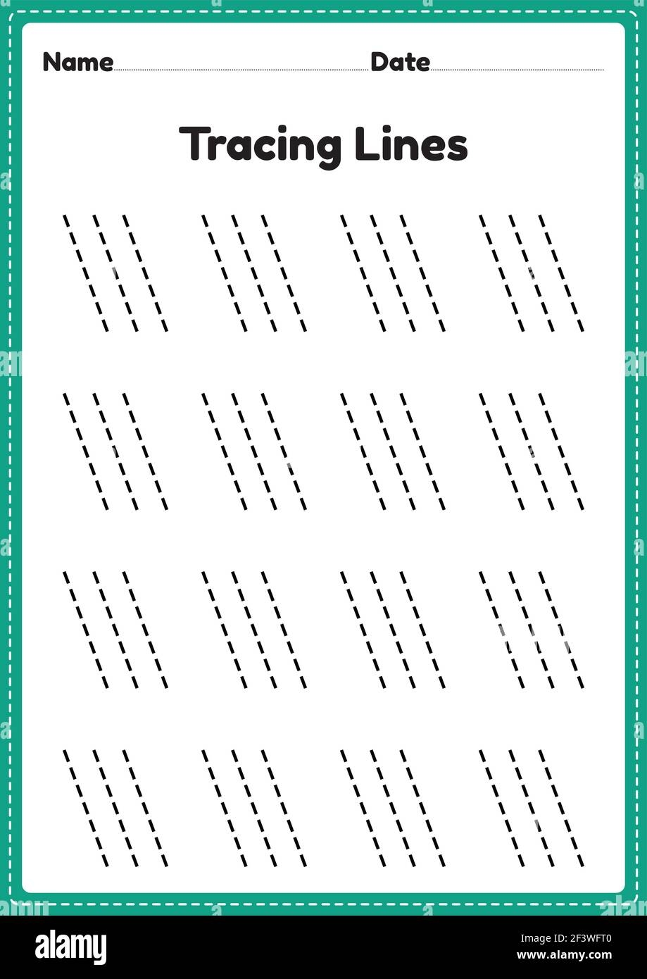 Tracing Lines Worksheet For Kindergarten And Preschool Kids For 