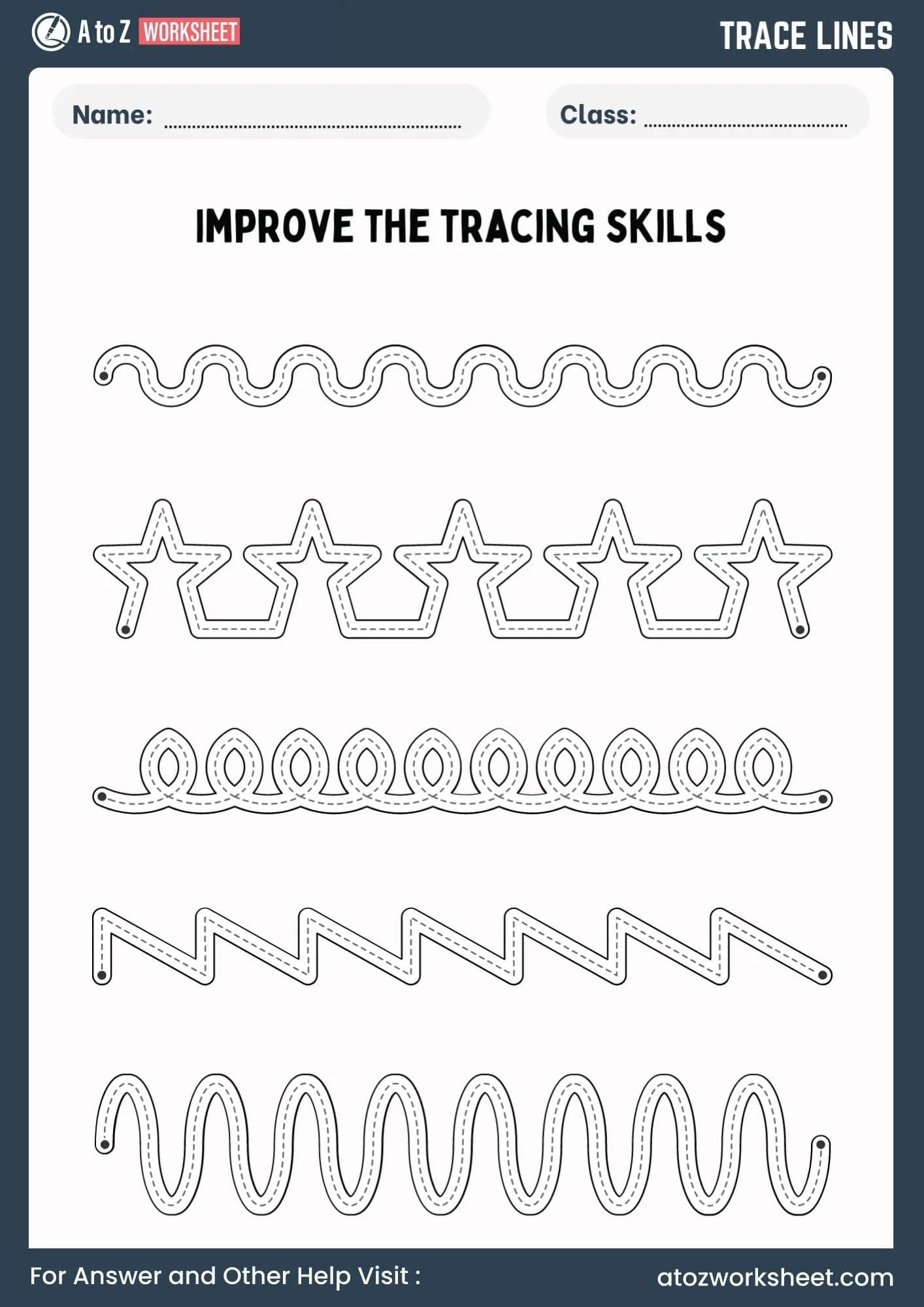 Fine Motor Skills Tracing Lines Worksheets