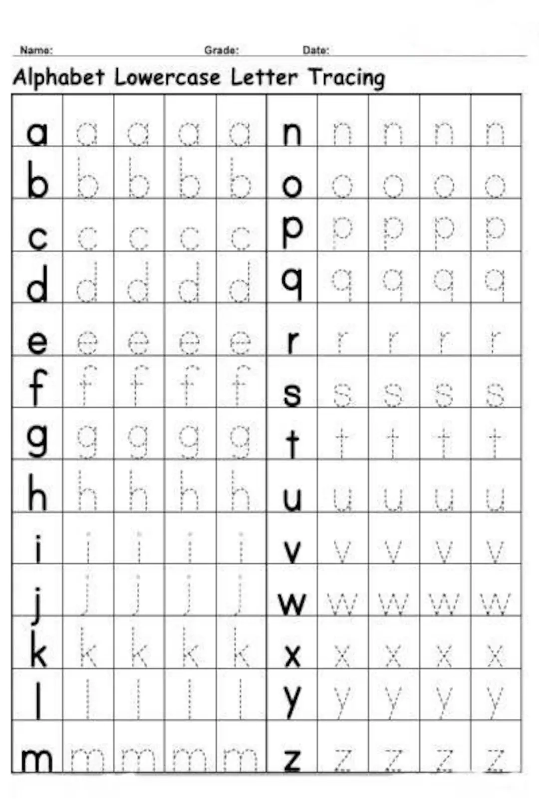 Tracing Lower Case Latter Etsy UK