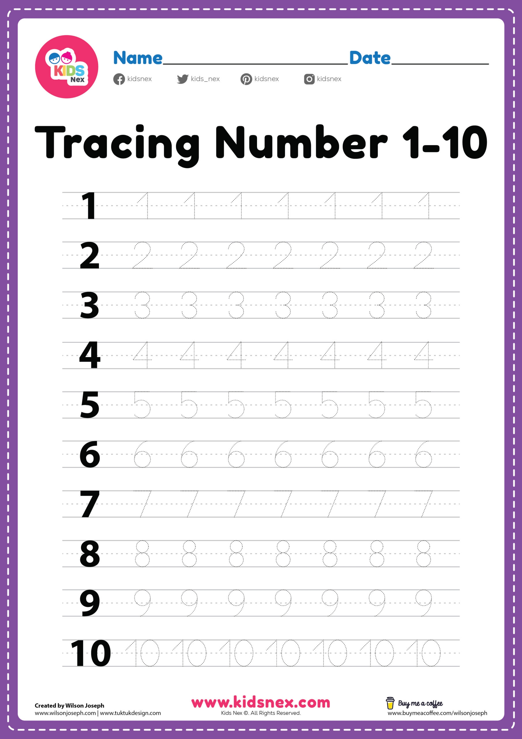Tracing Number 1 To 10