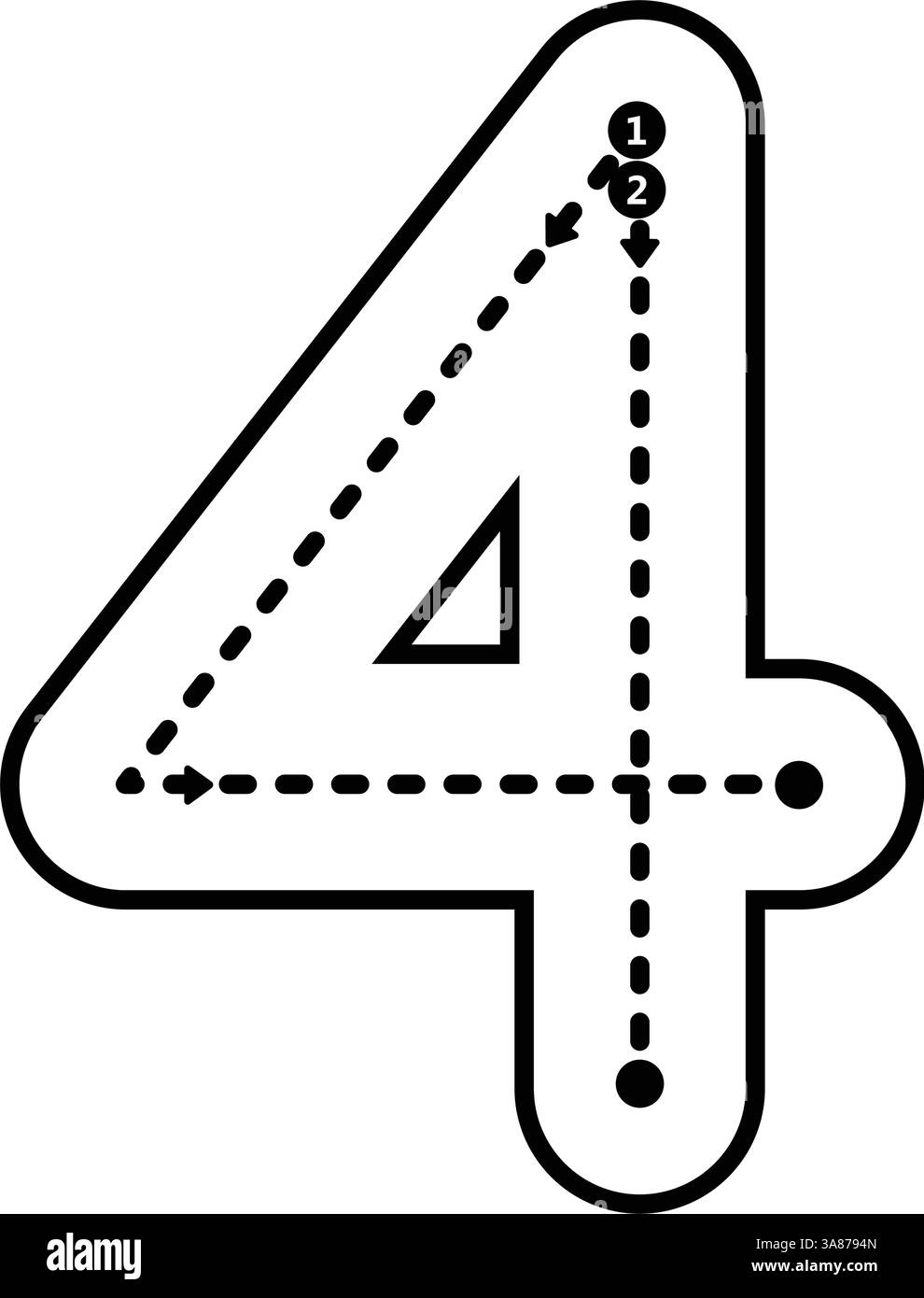 Tracing Number 4 Stock Vector Images Alamy