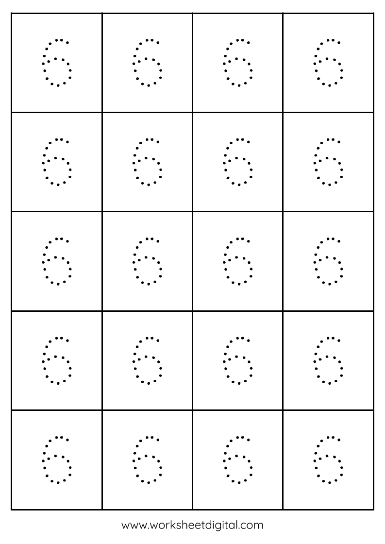 Tracing Number 6 Worksheet Digital 1 Teacher Made Resources