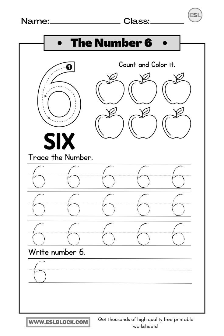 Printable Tracing Number 6