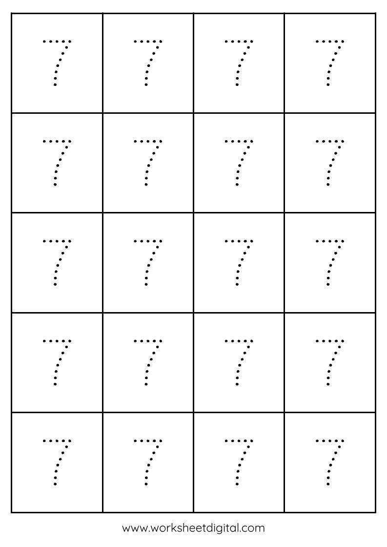 Tracing Number 7 Worksheet Digital 1 Teacher Made Resources