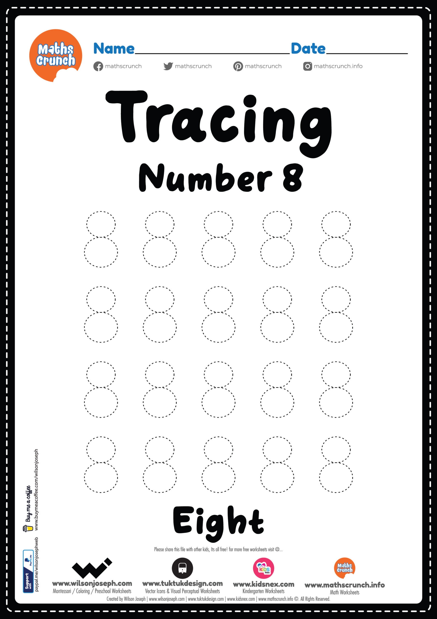 Tracing Number 8 Kindergarten Worksheet Free Printable PDF Tracing Number 8 Kindergarten Worksheet Free Printable PDF
