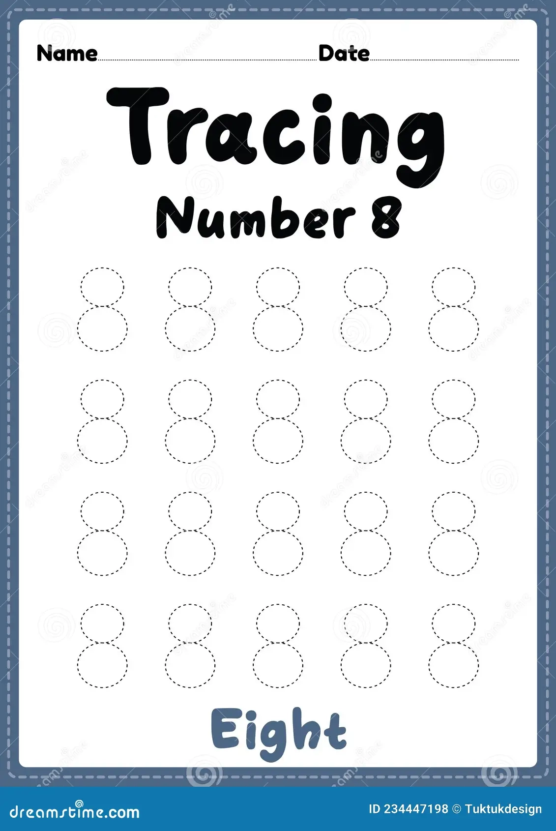 Number 8 Tracing Worksheet