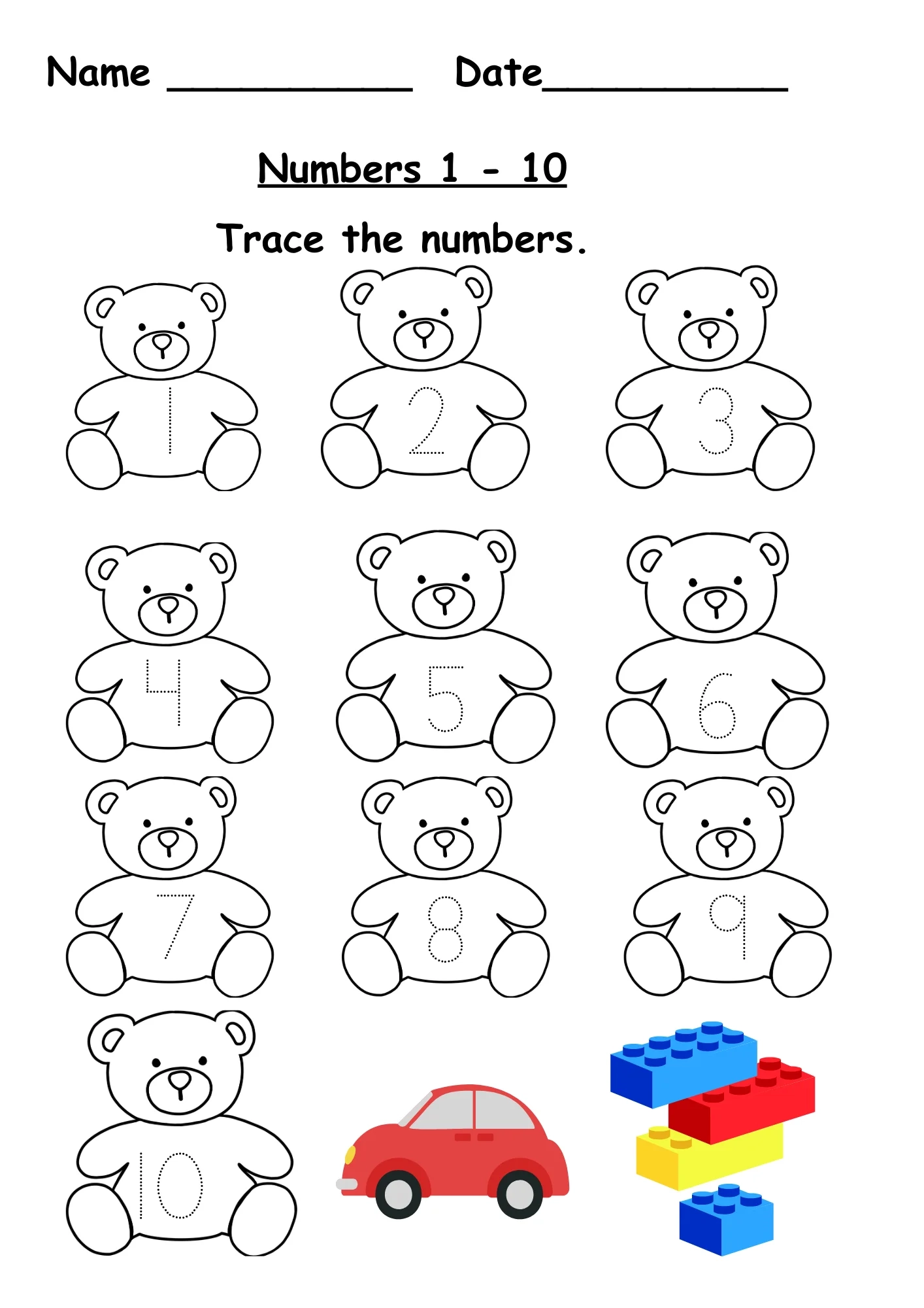 Tracing Numbers 1 10