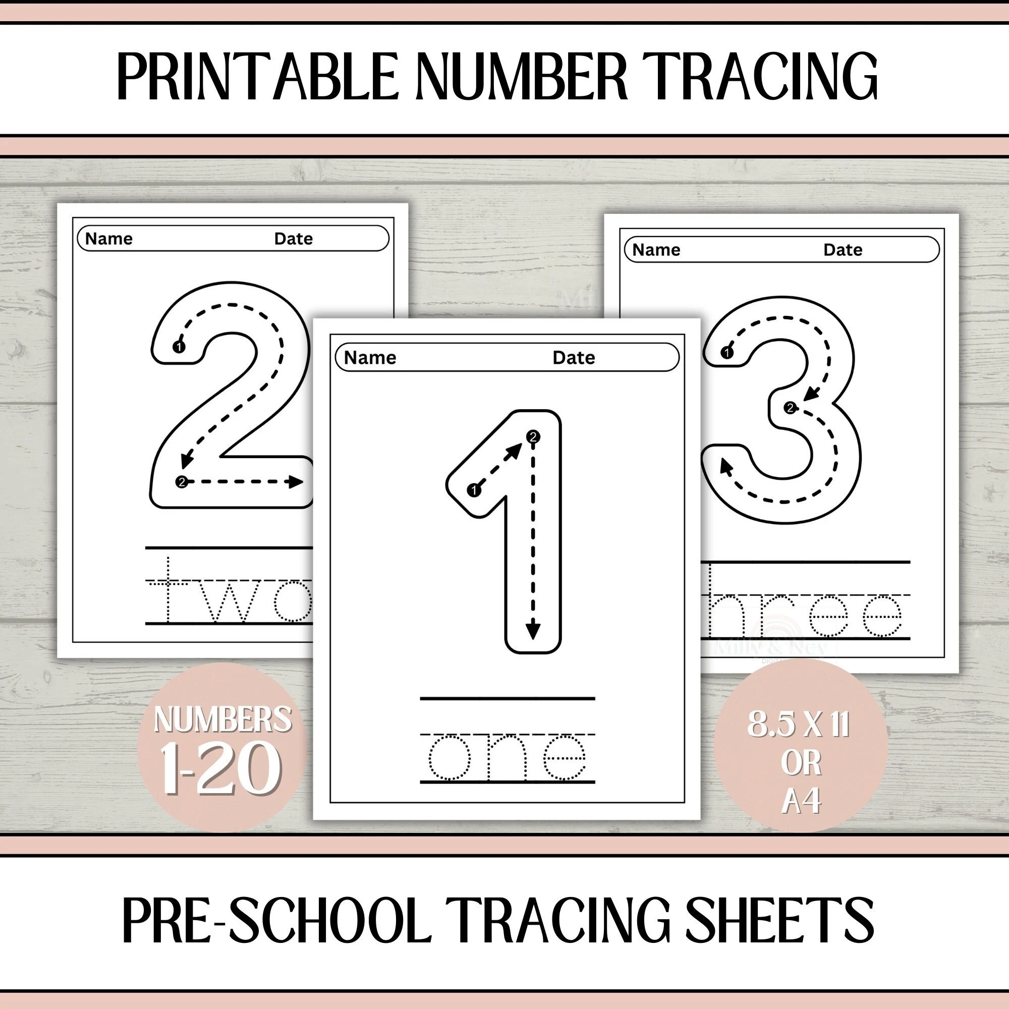 Tracing Numbers Preschool Worksheets