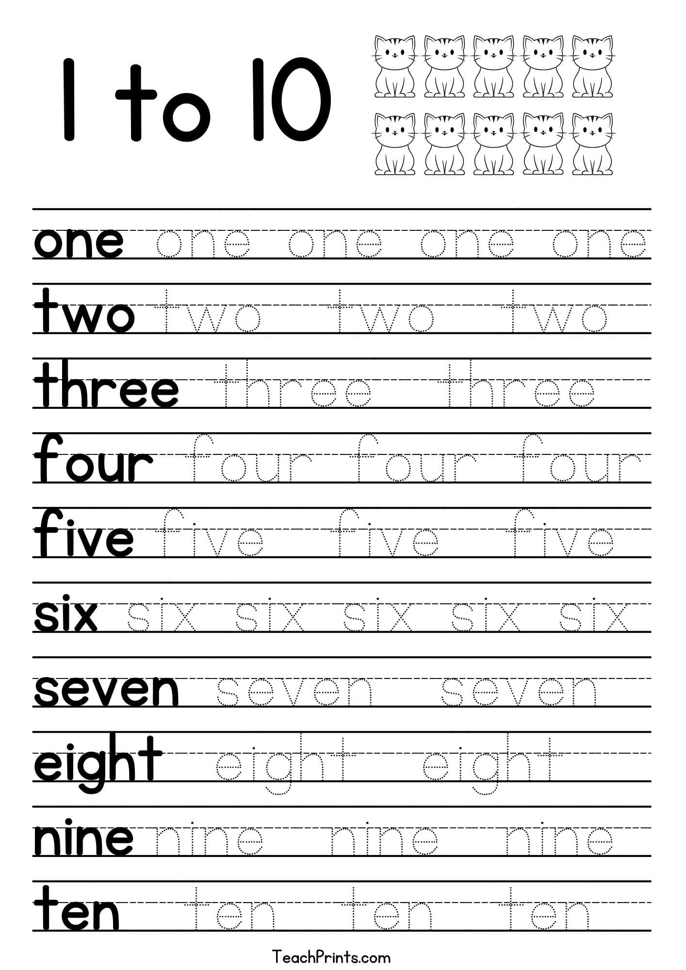 Tracing Numbers 1 10 Worksheets Free Printable Pdfs Teach Prints