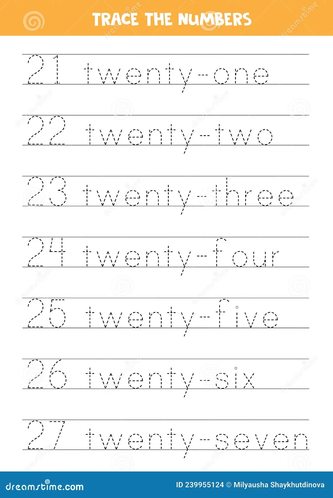Tracing Number Names Worksheet
