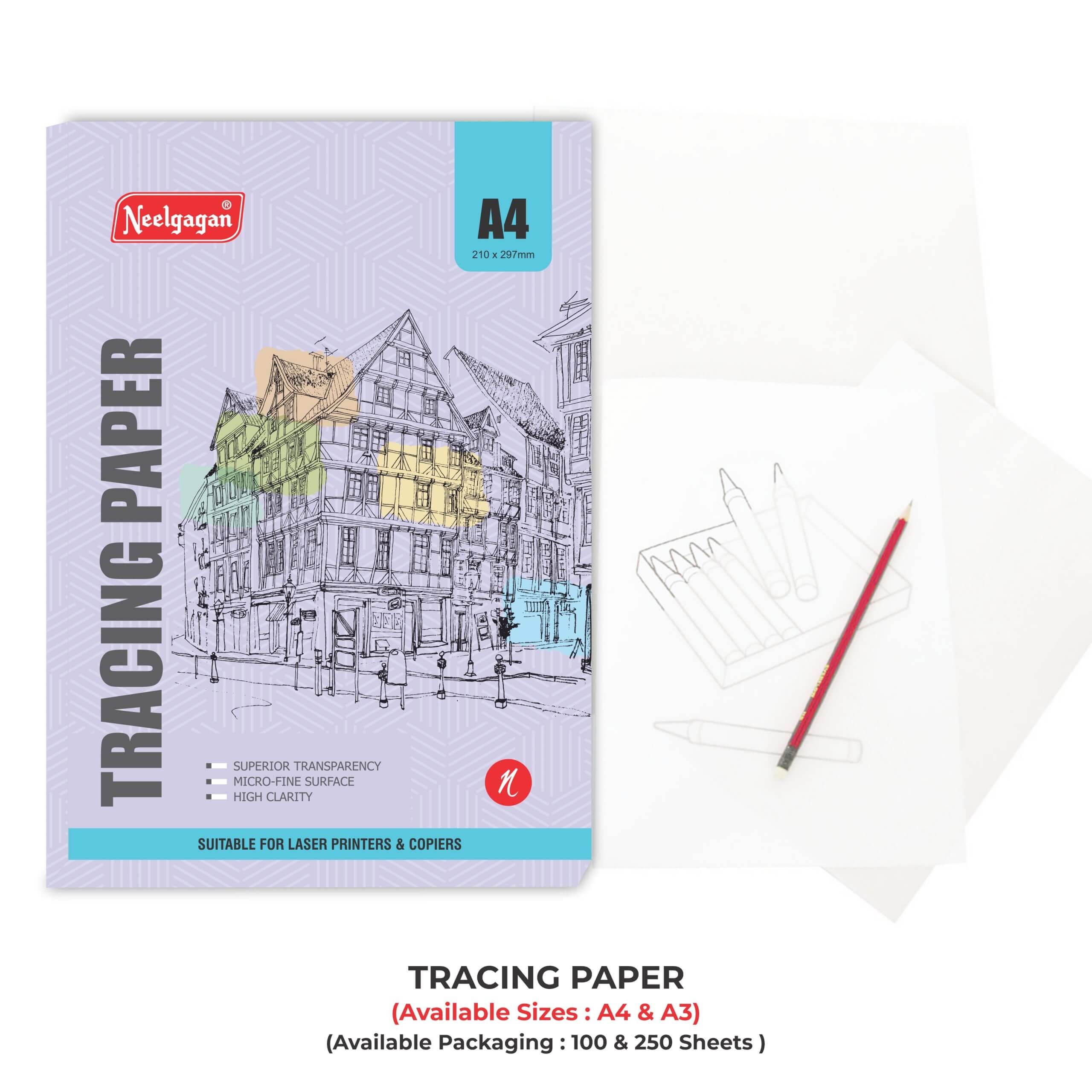 Tracing Paper A4 amp A3 90 GSM 100 amp 250 Sheets Neelgagan