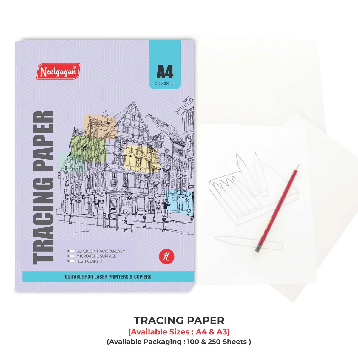 Tracing Paper A4 amp A3 90 GSM 100 amp 250 Sheets Neelgagan