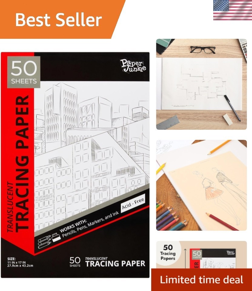 Tracing Paper For Drawing Pad 11x17 In 50 Sheets Vellum For 