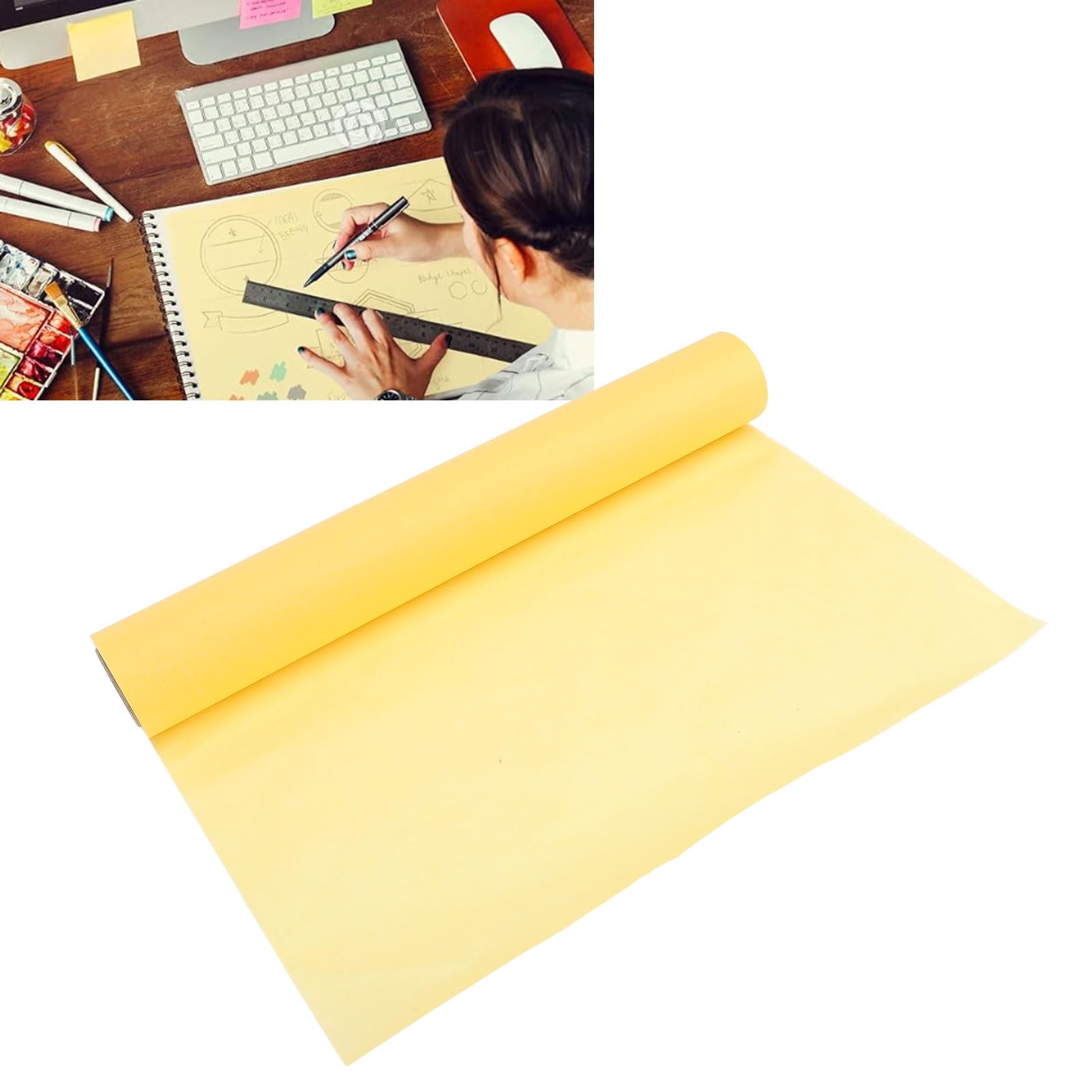 Tracing Paper Roll 31cm 12in Canary Yellow Drawing Sketching 