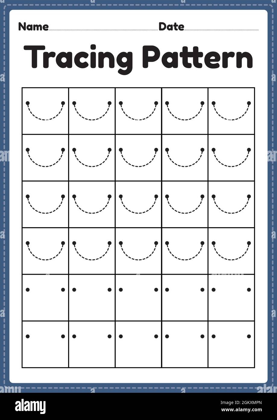 Tracing Pattern Curve Lines Worksheet For Kindergarten Preschool 