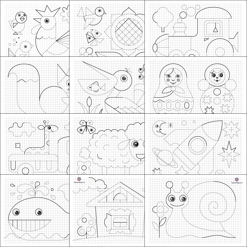 Tracing Pictures Worksheets For Preschoolers TeachersMag