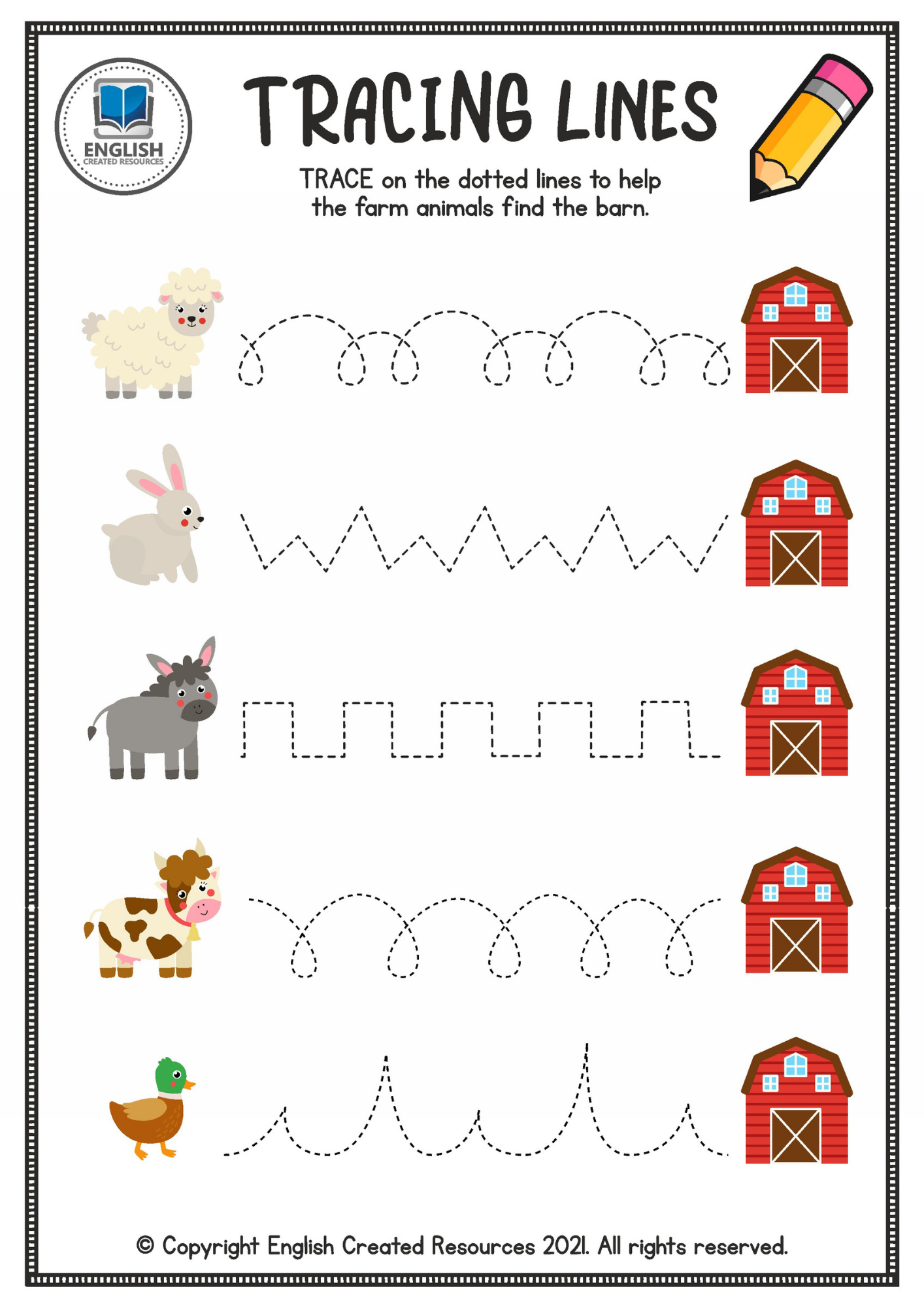 Tracing Practice Activity Book English Created Resources
