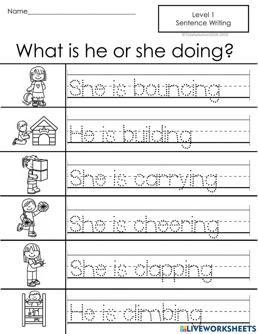 Sentence Tracing Worksheets Free