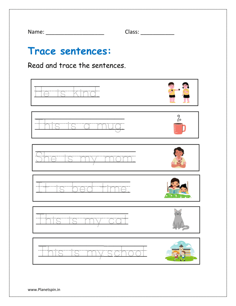 Tracing Sentences Worksheets Pdf For Kindergarten Planetspin in Tracing Sentences Worksheets Pdf For Kindergarten Planetspin in