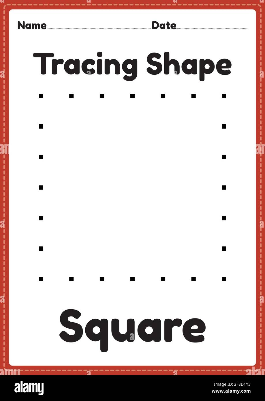 Tracing Shape Square Worksheet For Kindergarten And Preschool Kids 
