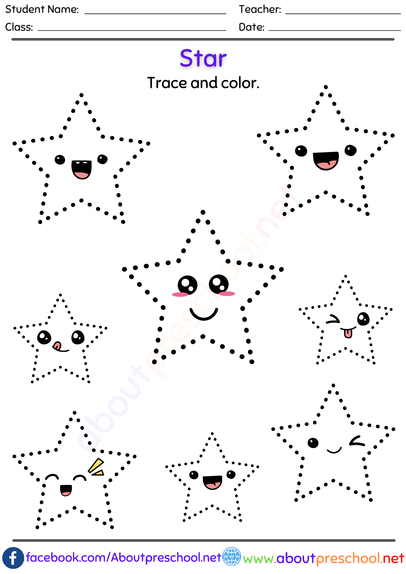 Tracing Stars Worksheet