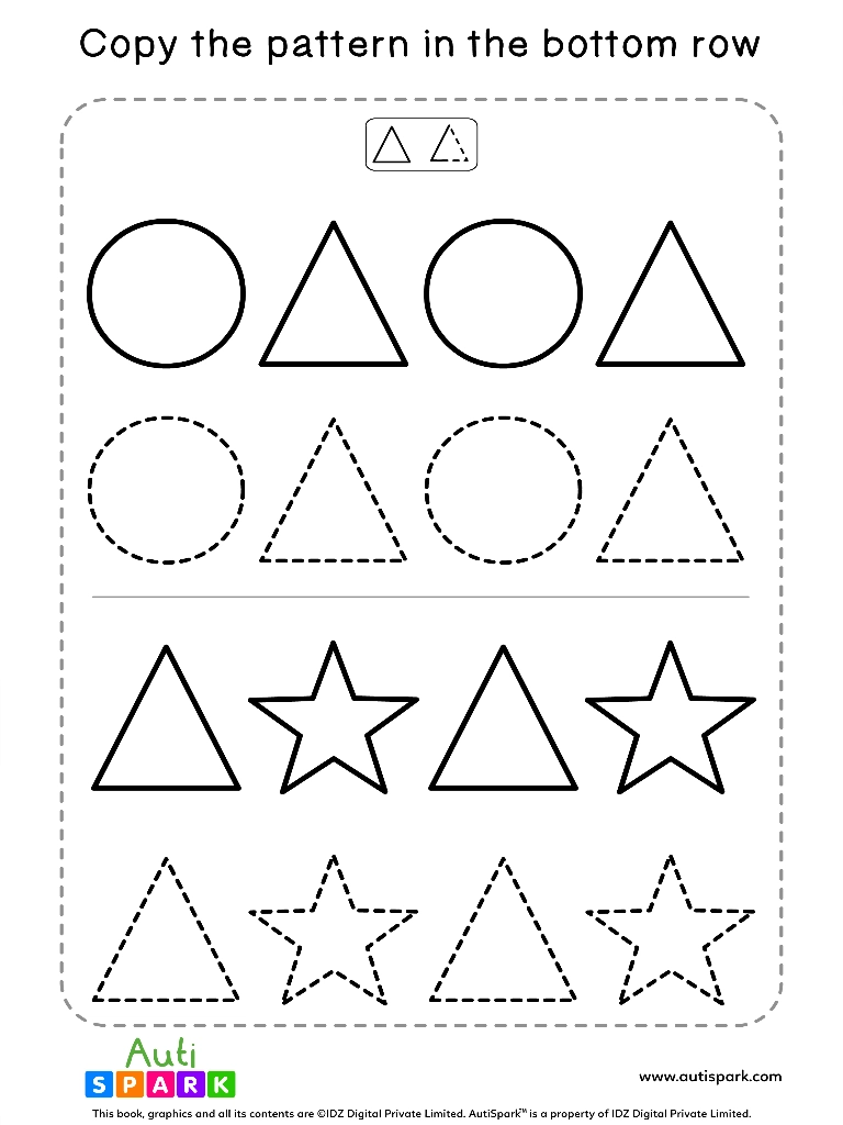 Tracing Shapes Free Worksheet 01 Match Shape Patterns AutiSpark