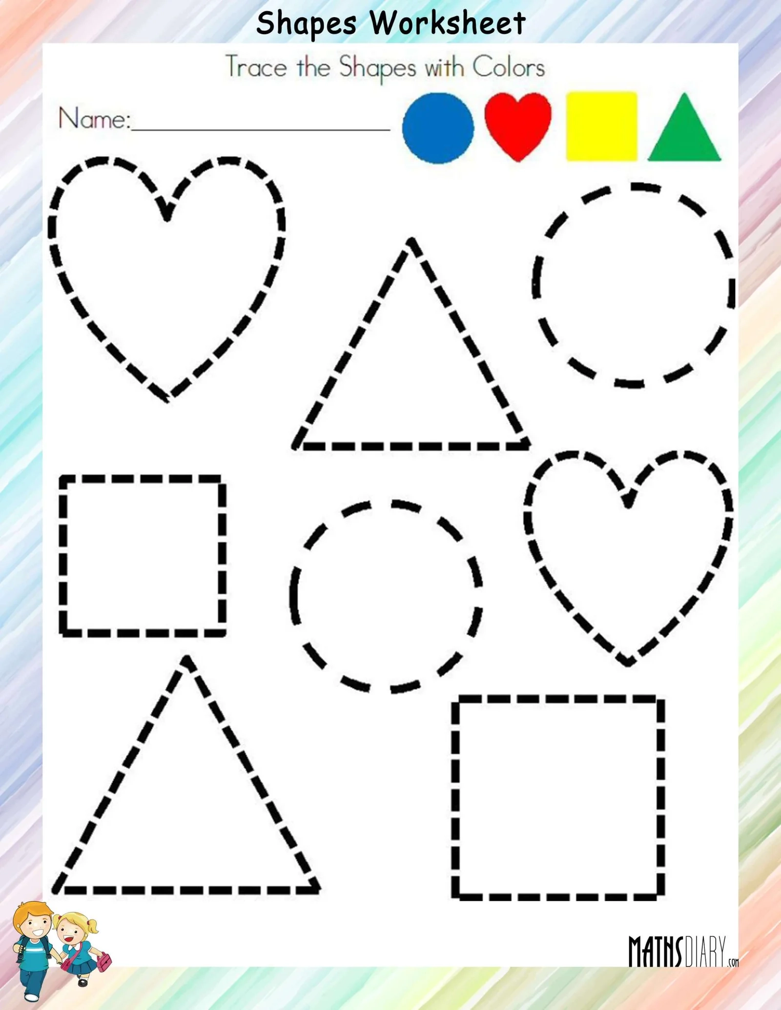 Tracing Shapes Math Worksheets