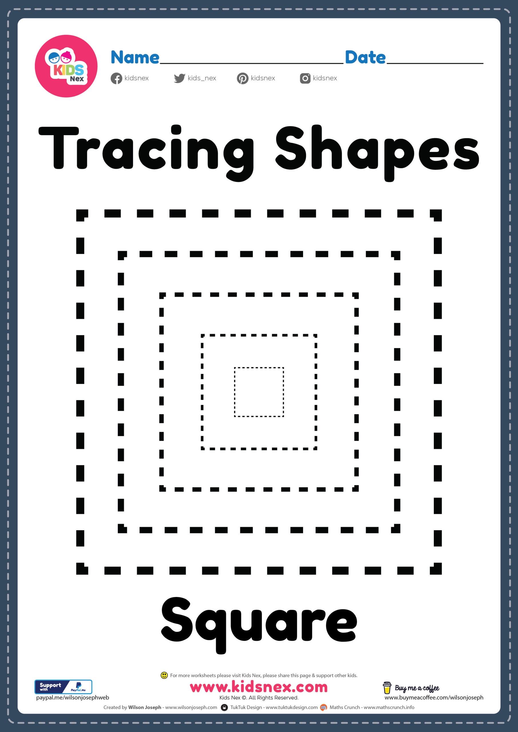 Tracing Shapes Square Lines Worksheet Free Printable PDF Tracing Shapes Square Lines Worksheet Free Printable PDF