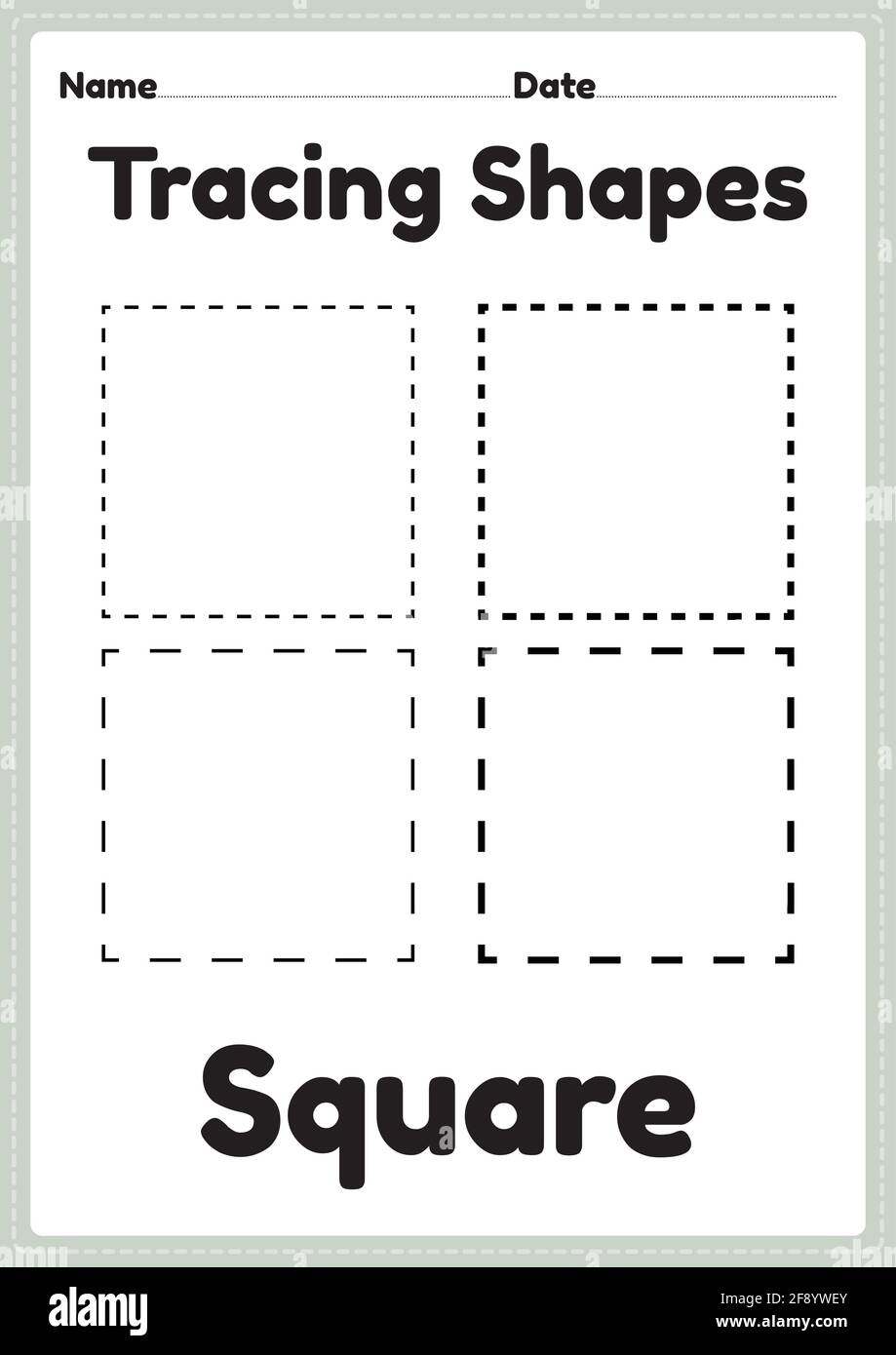 Tracing Shapes Square Worksheet For Kindergarten And Preschool 
