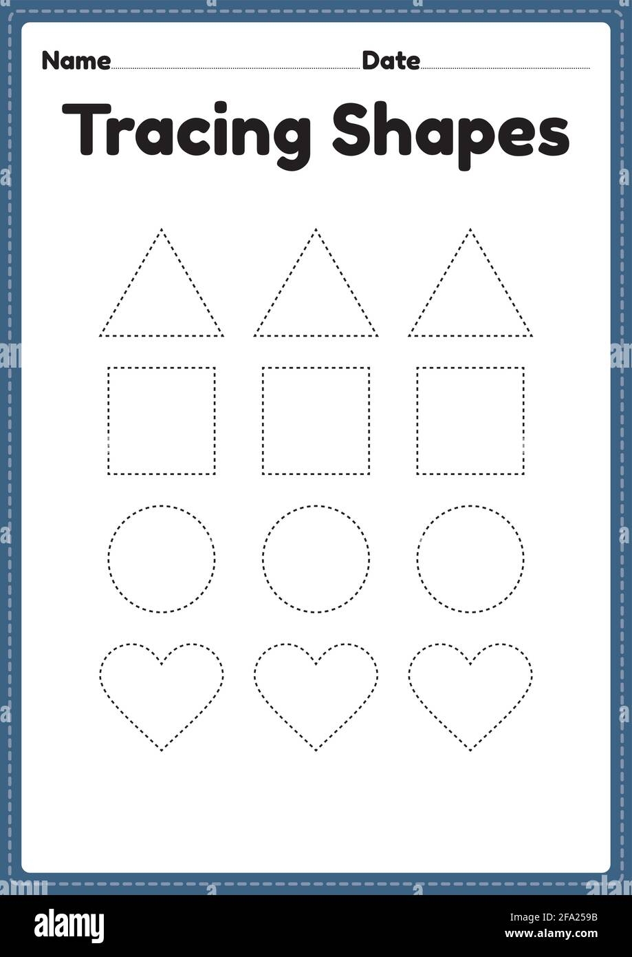 Tracing Shapes Worksheet For Kindergarten And Preschool Kids For 