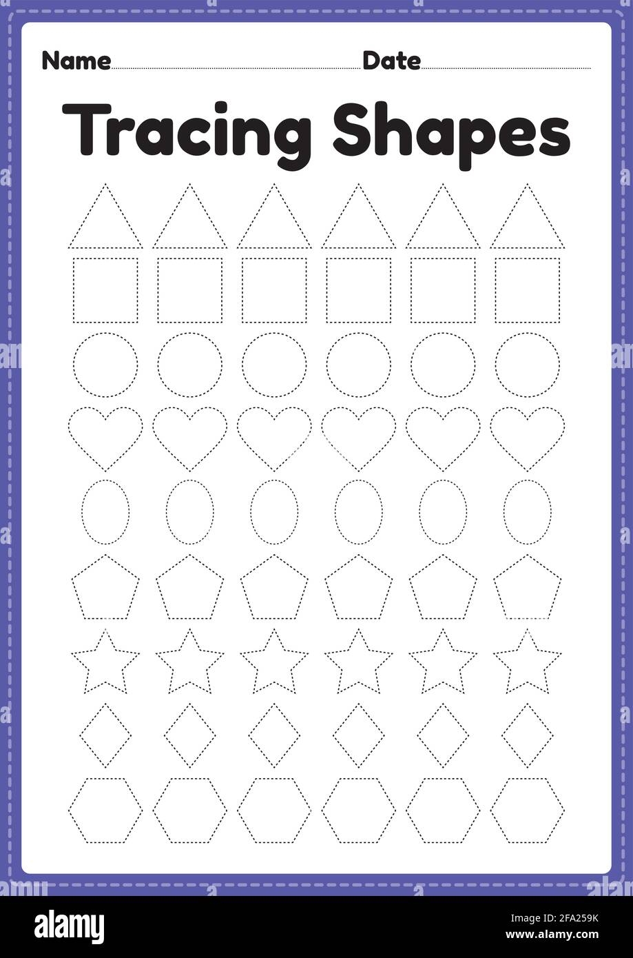 Shape Tracing Worksheets For Kindergarten