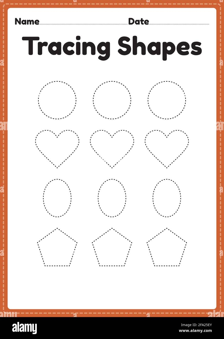 Tracing Shapes Worksheet For Kindergarten And Preschool Kids For Tracing Shapes Worksheet For Kindergarten And Preschool Kids For