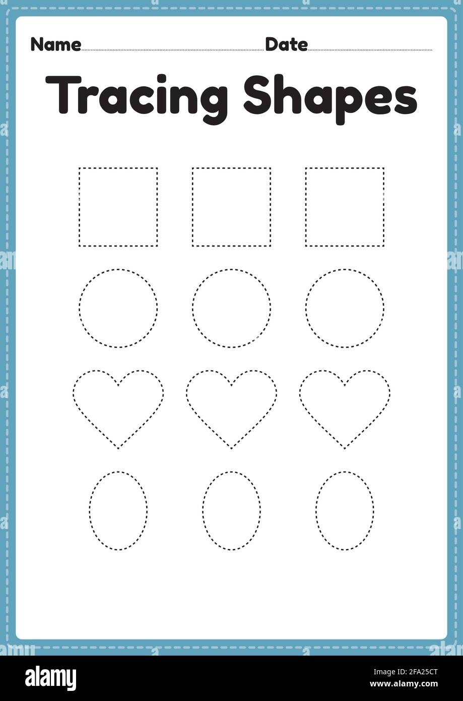 Tracing Shapes Worksheet For Kindergarten And Preschool Kids For 