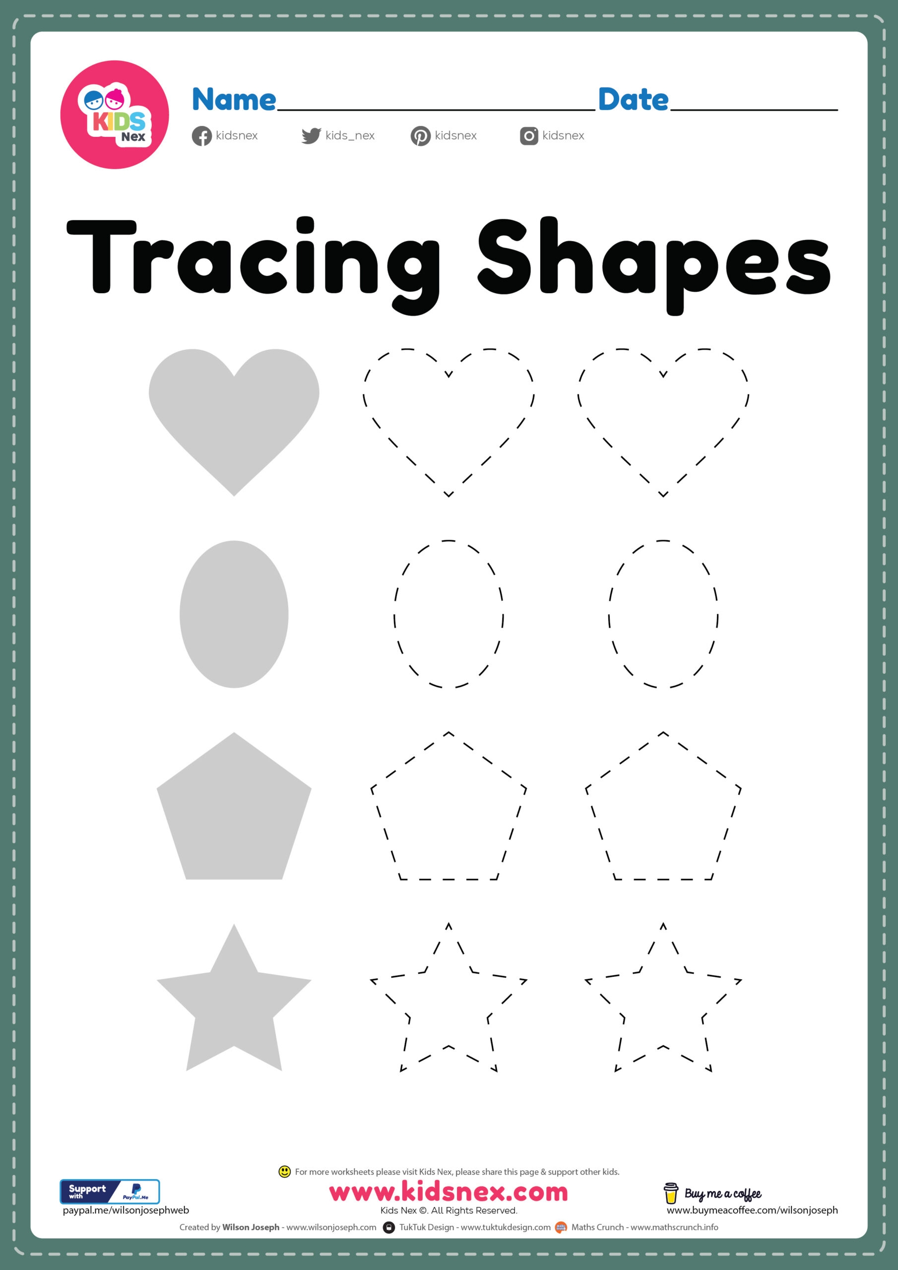 Tracing Shapes Worksheet For Kindergarten KidsNex