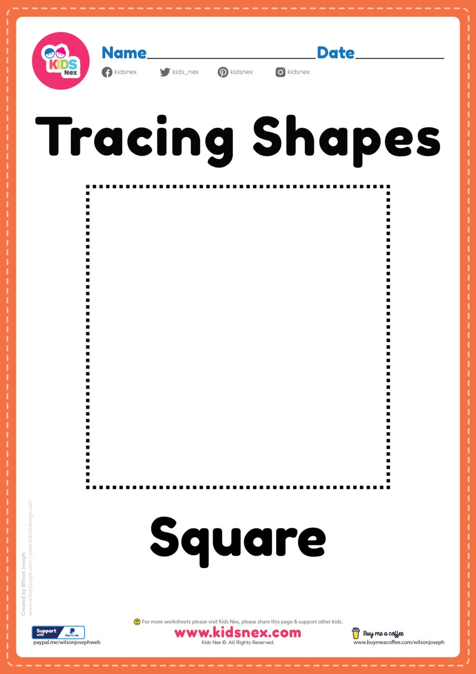 Tracing Shapes Worksheet Square Line KidsNex
